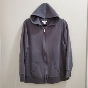 Motherhood Maternity Hoodie Womens Large Full Zip up Gray Grey Long Sleeves